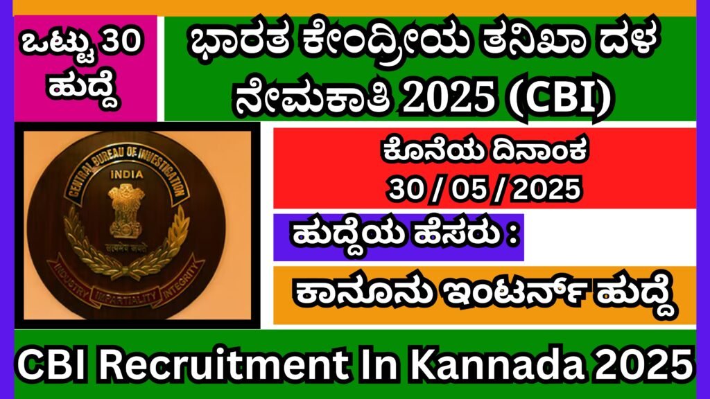 ಭಾರತ ಕೇಂದ್ರೀಯ ತನಿಖಾ ದಳ ನೇಮಕಾತಿ 2025 । CBI Recruitment In Kannada 2025